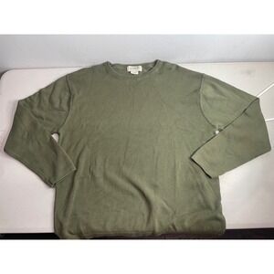 J Crew Olive Green Crewneck Cotton Pullover Sweater Mens Medium